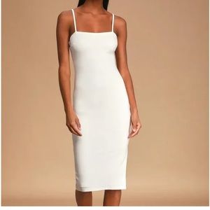 Lulu’s Paulina White Bodycon Midi Dress